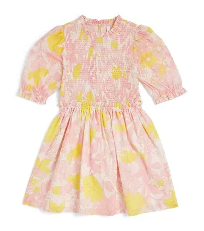 Zimmermann Kids' Puffed-sleeve Floral Dress In Pink