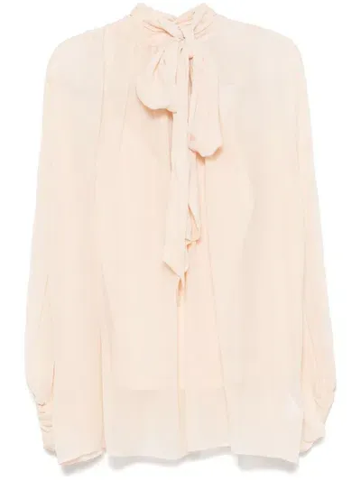 Zimmermann Pussy-bow Collar Blouse In Neutrals