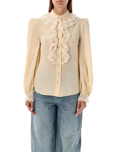 Zimmermann Ruflle Blouse In Neutrals