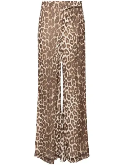 Zimmermann Silk Printed Trousers In Brown