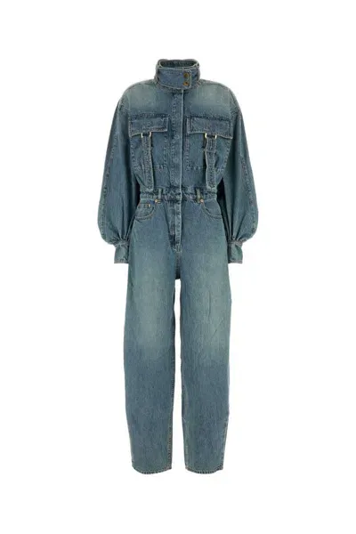 Zimmermann Illustration Denim Boilersuit In Blue