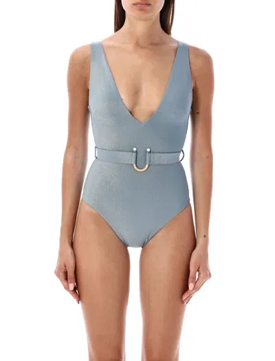 Zimmermann Waverly Lurex Plunge One-piece In Sky Blue