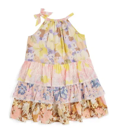 Zimmermann Kids' Tiered Floral Pop Dress In Multi