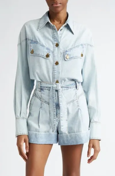 Zimmermann August Denim Shirt In Blue