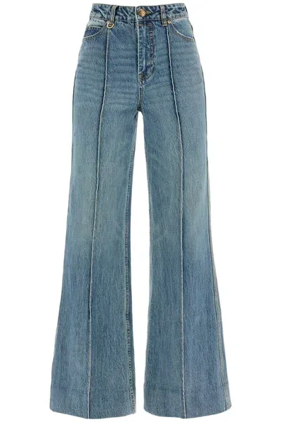 Zimmermann Illustration Cotton Wide Jeans In Blue