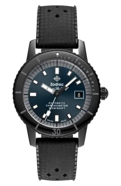 Zodiac Men's Super Sea Wolf Ceramic & Rubber Compression Watch In Black