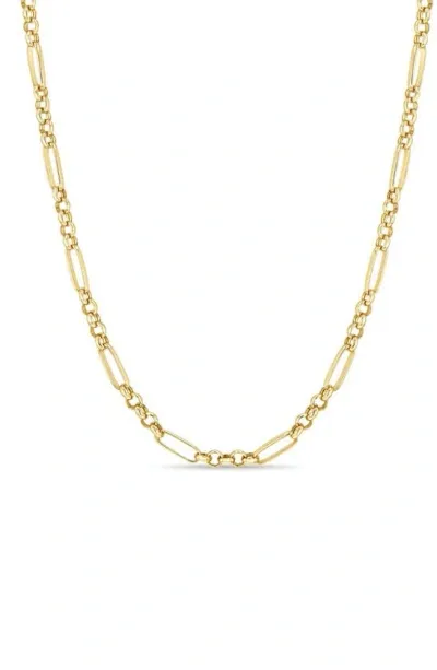 Zoë Chicco 14k Yellow Gold Paperclip & Rolo Mixed Link Chain Necklace, 16-18