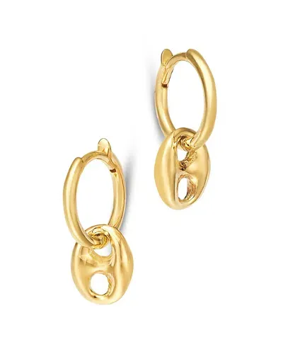 Zoë Chicco 14k Yellow Gold Heavy Metal Mariner Link Dangle Small Huggie Hoop Earrings