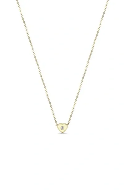 Zoë Chicco 14k Yellow Gold Feel The Love Diamond Heart Pendant Necklace, 14-16