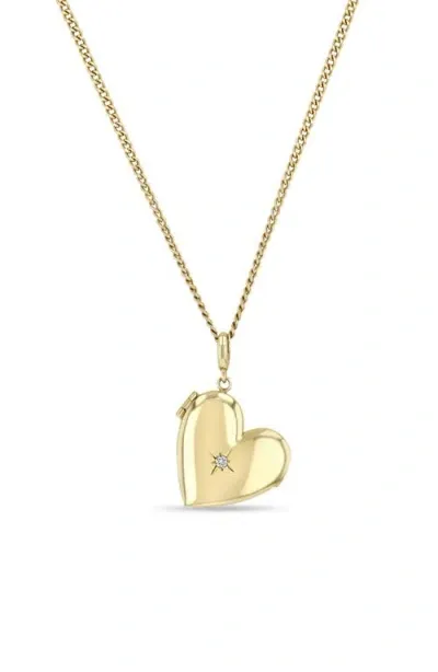 Zoë Chicco Diamond Heart Locket Necklace In Gold