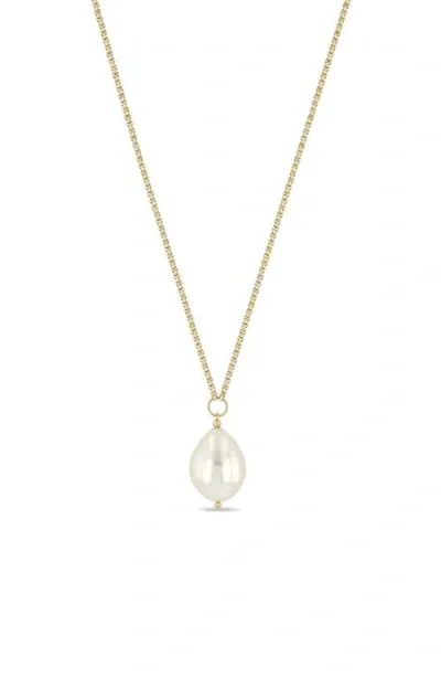 Zoë Chicco Freshwater Baroque Pearl Pendant Necklace In 14k Yellow Gold