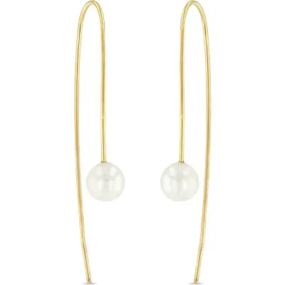 Zoë Chicco 14k Yellow Gold Wire Earrings With Cultured Freshwater Pearls In White/gold