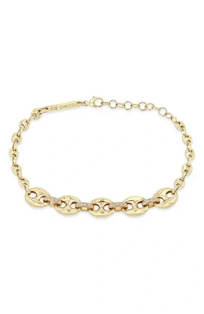 Zoë Chicco Mixed Mariner Chain Bracelet In Gold