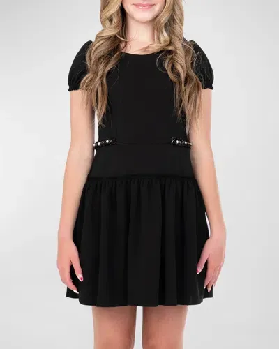 Zoe Kids' Girl's Blake Embellished Trim Dress In Black