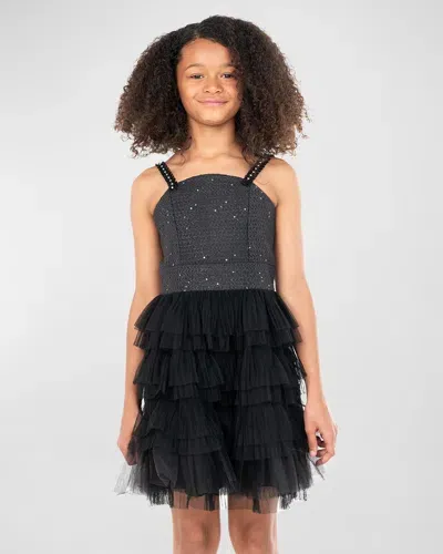 Zoe Kids' Girl's Naomi Combo Tulle Dress In Black