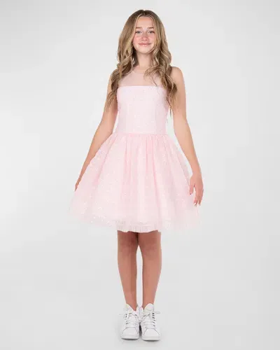 Zoe Kids' Girl's Valentina Glittery Tulle Dress In Pink