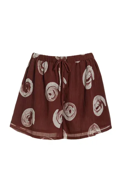 Zulu & Zephyr Textured Cotton-blend Shorts In Brown