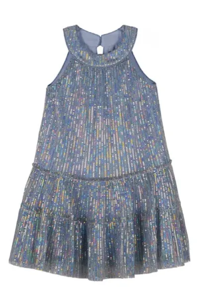 Zunie Kids' Foil Dot Party Dress In Periwinkle