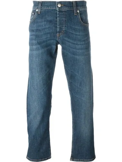 Alexander Mcqueen Blue Denim Frayed Jeans In Blau