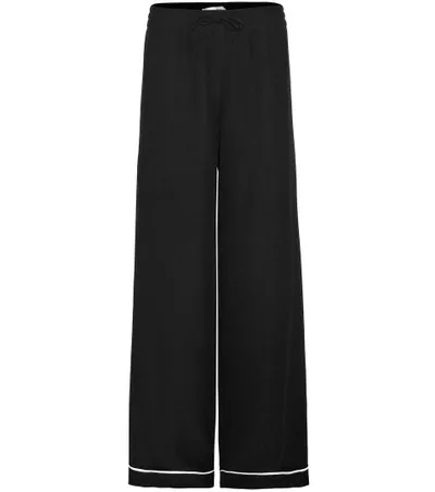 Valentino Wide-leg Drawstring-waist Silk Trousers In Eero