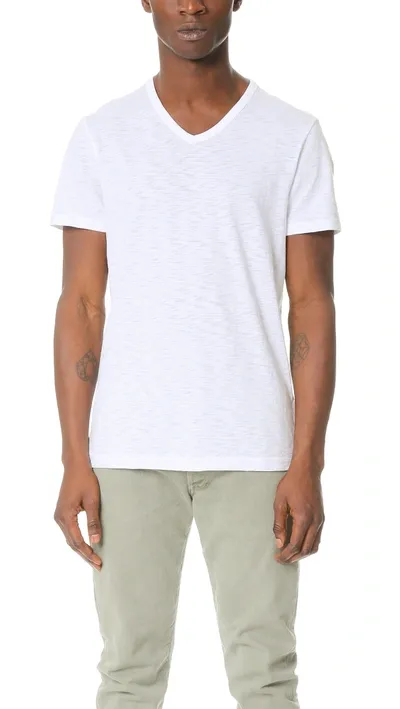 Vince Short-sleeve V-neck Pima Jersey T-shirt In Optic White