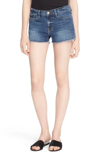 Frame Le Cutoff High-rise Denim Shorts In Azuza