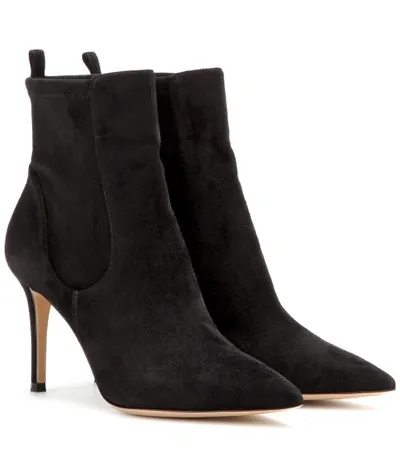 Gianvito Rossi Katie 85 Suede Ankle Boots In Black