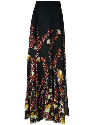 Giambattista Valli Langer Rock Mit Floralem Print In Black