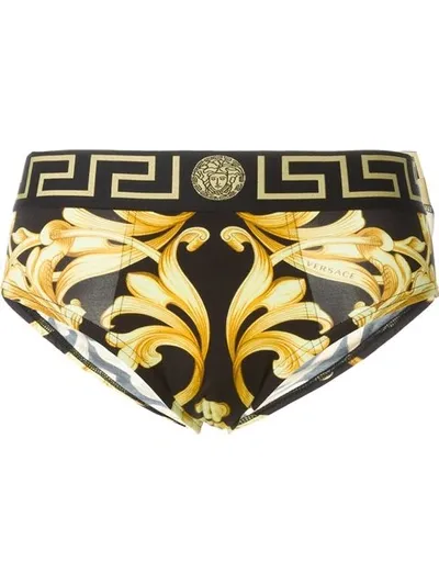 Versace Baroque Print Brief In Black