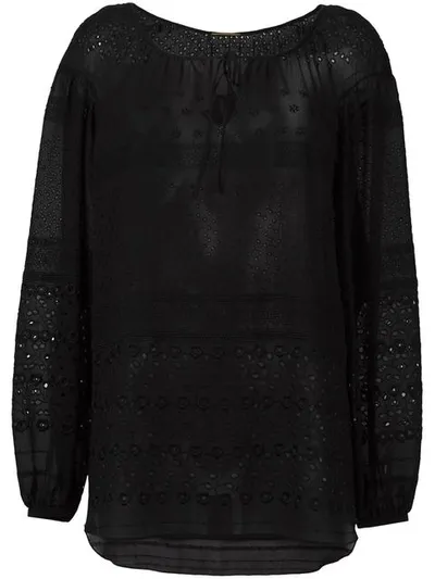 Saint Laurent Bluse Mit Lochstickerei In Black