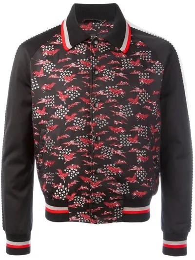 Lanvin Silk Blend Jacquard Bomber Jacket, Black/red