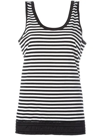 Moncler Contrast Hem Striped Vest Top In Black