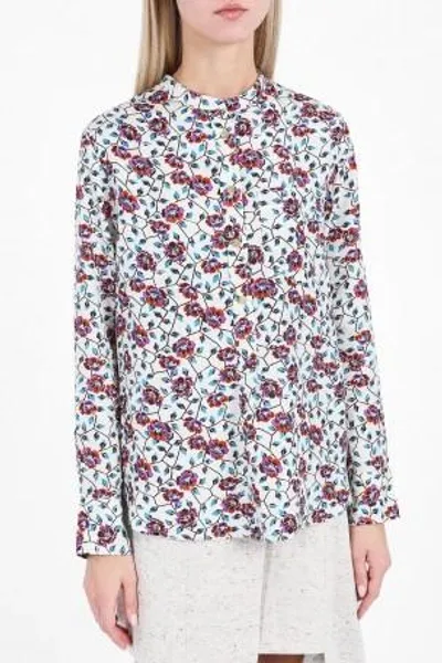 Isabel Marant Ryton Floral-print Silk-habotai Top In Beige Print