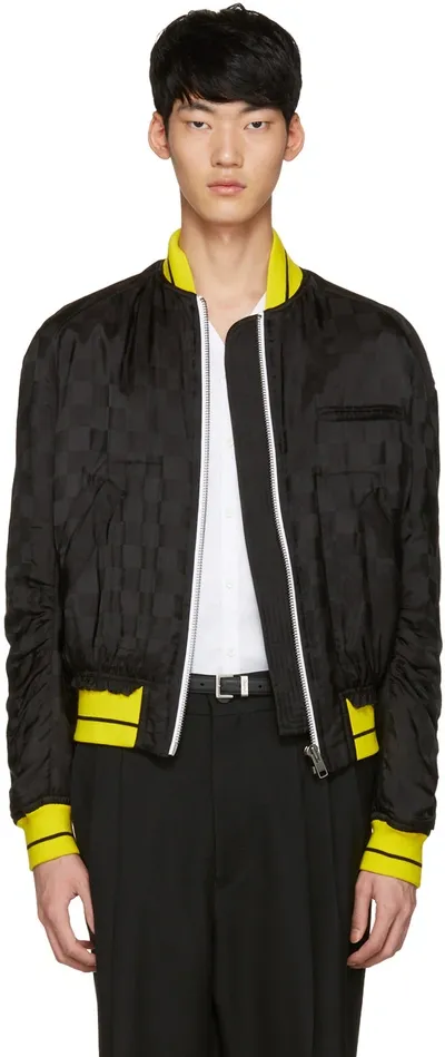 Haider Ackermann Black Jacquard Check Bomber Jacket