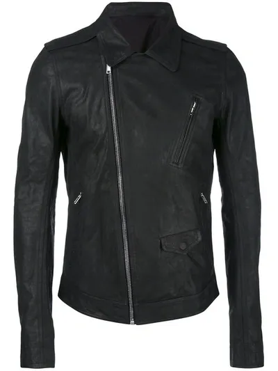 Rick Owens Pebbled Biker Jacket In Black