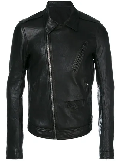 Rick Owens Black Leather Stooges Bomber Jacket