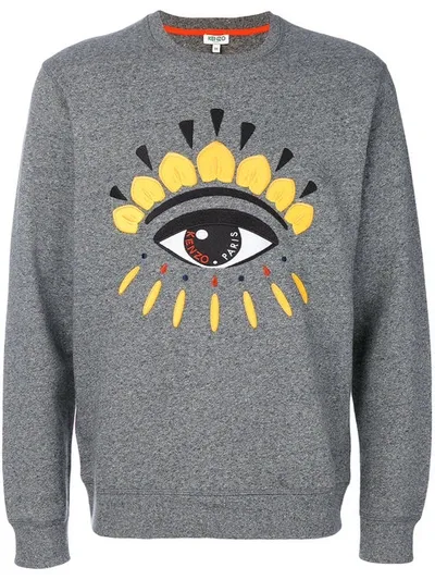 Kenzo Embroidered Eye Icon Sweatshirt, Gray In Grey