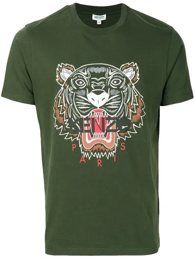 Kenzo Tiger Icon Cotton-jersey T-shirt In Dark Khaki