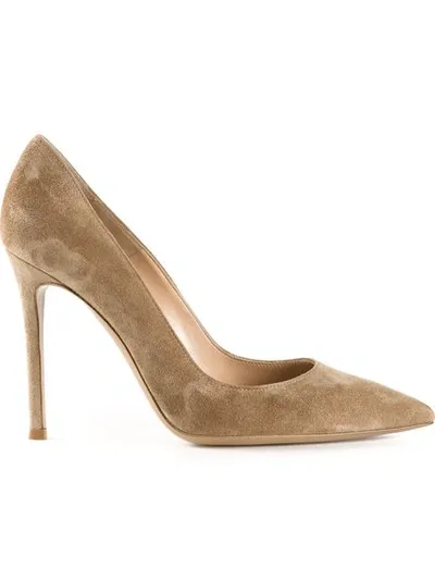 Gianvito Rossi Suede Gianvito 105 Pumps In Pink,beige