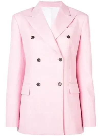 Calvin Klein 205w39nyc Checked Double-breasted Wool Blazer In Pink Mist White