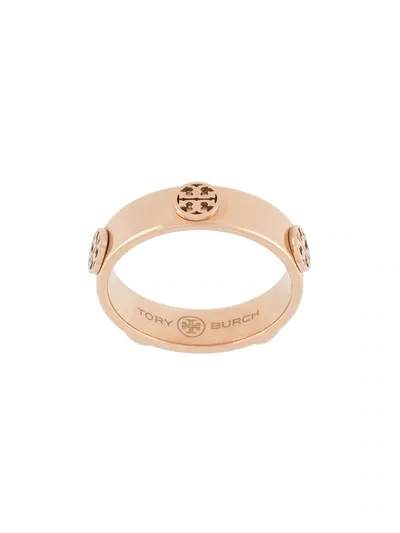 Tory Burch Gold Tone Raised Serif T Logo Ring