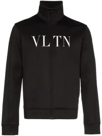 Valentino Men's Vltn Logo-typographic Zip-front Track Jacket In Black