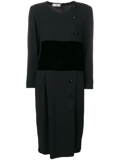 Pre-owned Valentino Waistband Buttoned Dress In Black