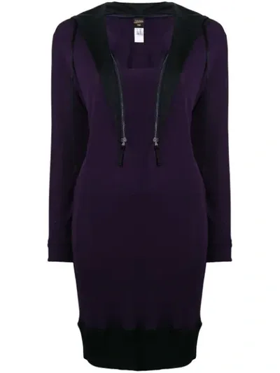 Pre-owned Jean Paul Gaultier Vintage Zipped Collar Sweater Dress In Purple