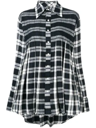 Matthew Adams Dolan Checked Pleated Shirt In Black