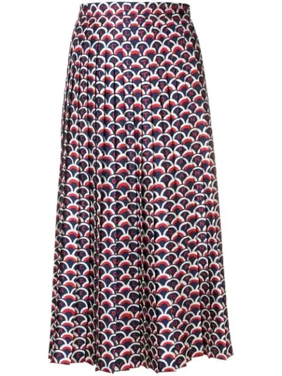 Valentino Logo-scale Print Pleated Midi Skirt In Multicolor