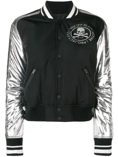 Philipp Plein Logo Print Bomber Jacket In Black