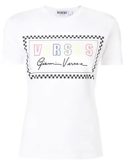 Versus Rectangular Framed Logo T-shirt In White