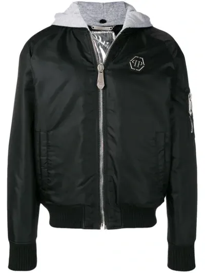 Philipp Plein Removable Hood Bomber Jacket In Black