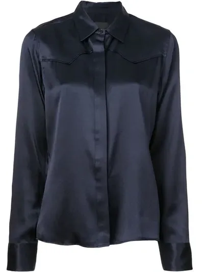 Nili Lotan Satin Shirt In Blue